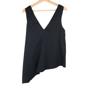 Topshop Black Sleeve-less Asymmetrical Hem Top Size 4